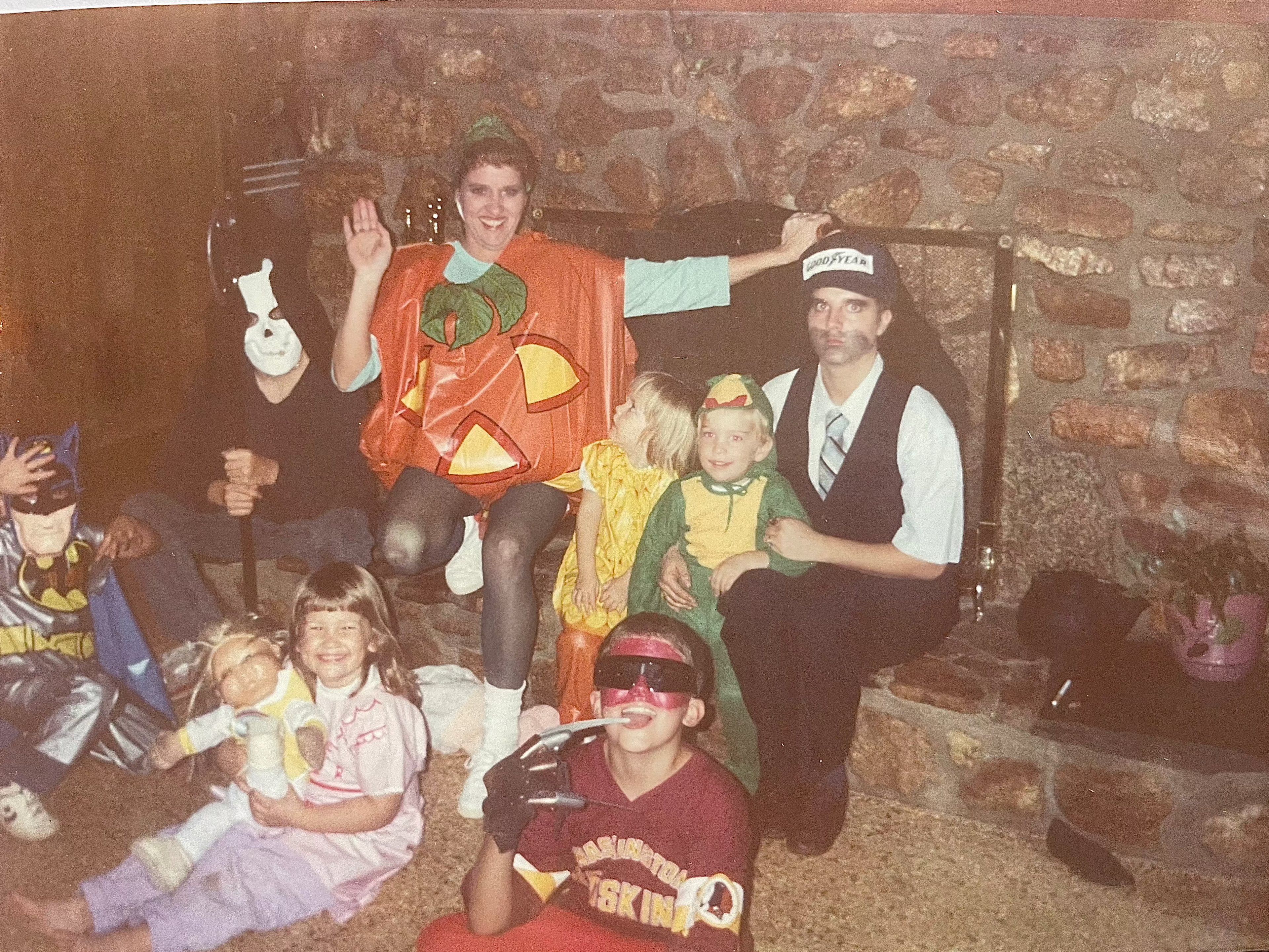 Family portrait of Darren's family at Halloween