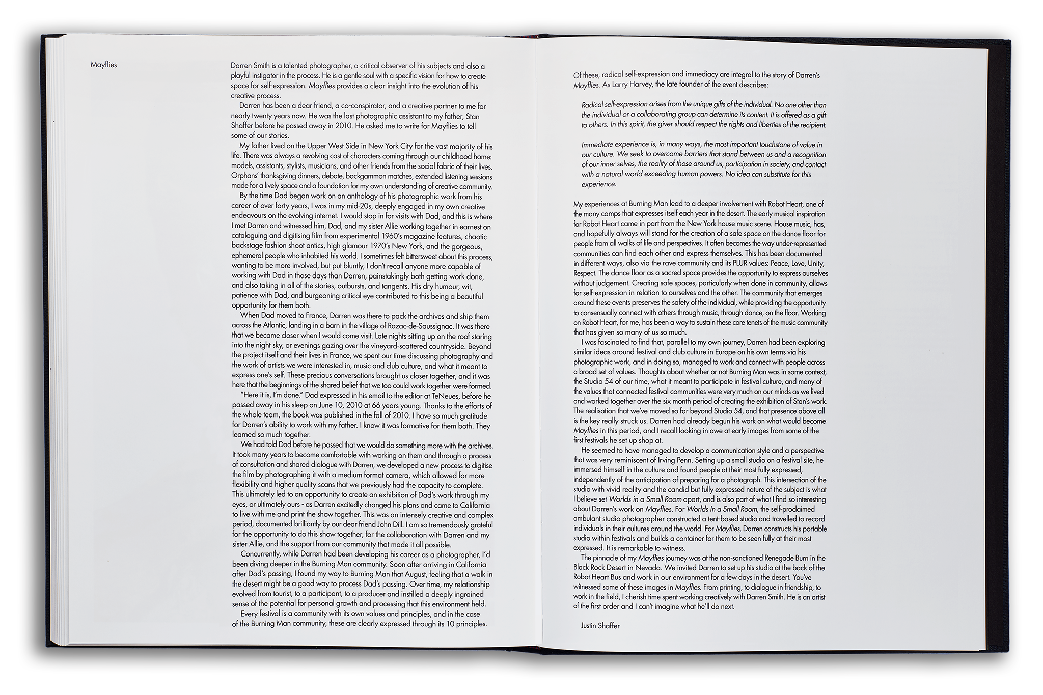 Mayflies book Foreword by Justin Shaffer