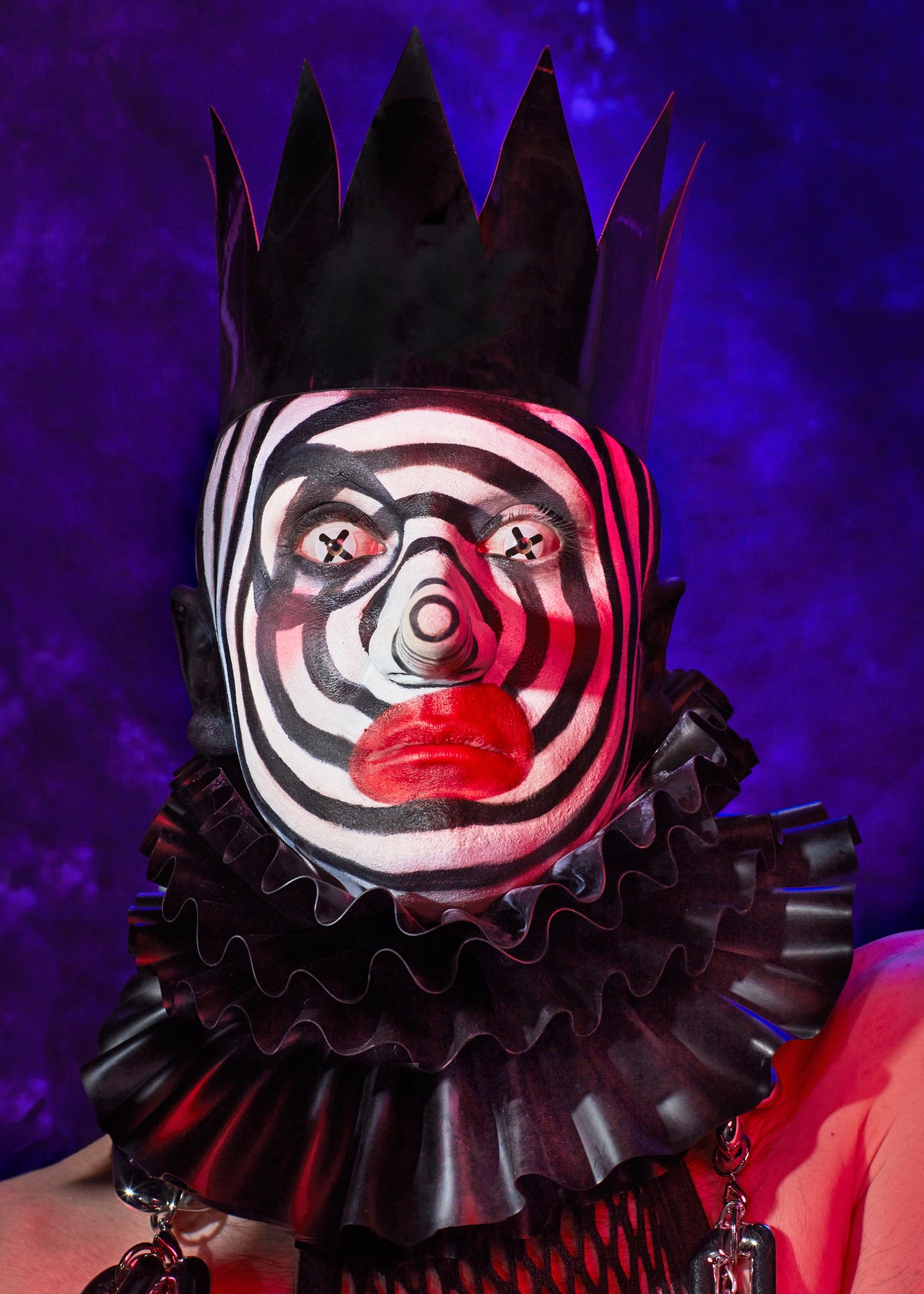 Portrait of a costumed attendee at Torture Garden, photographed by Darren Smith.